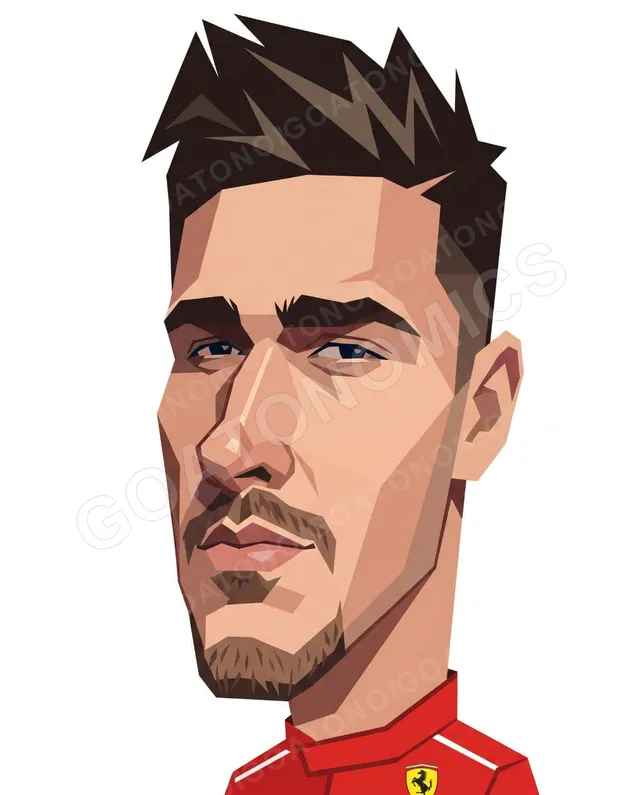 Charles Leclerc as a geometric flat-vector portrait