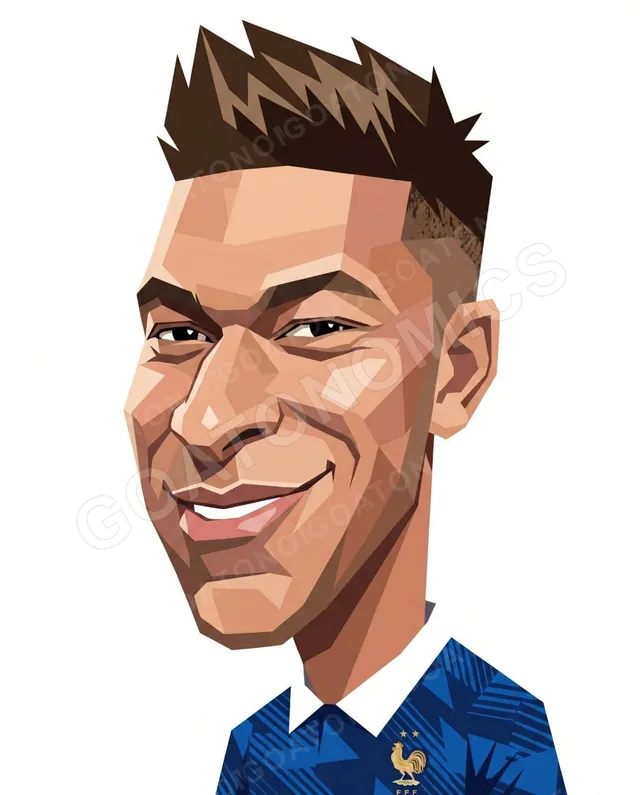 Kylian Mbappe as a geometric flat-vector portrait