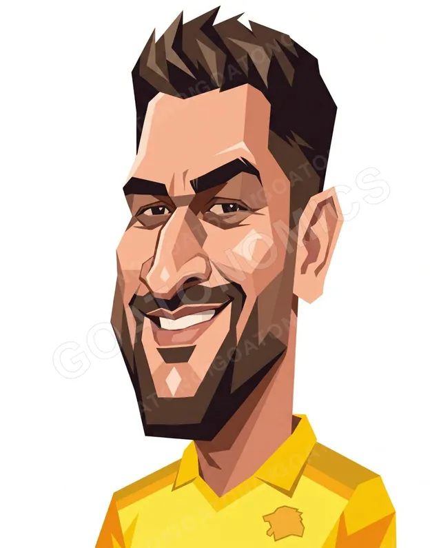 MS Dhoni as a geometric flat-vector portrait