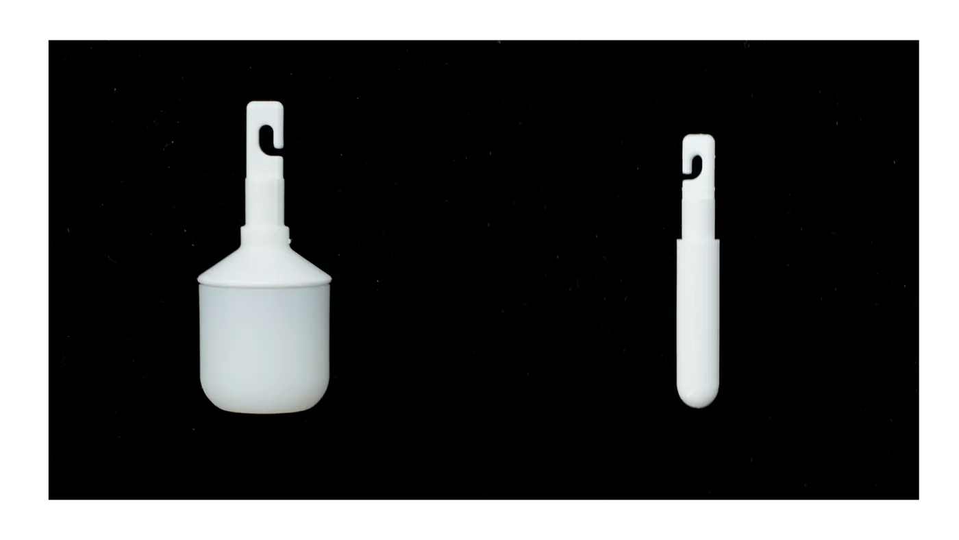The sensor tip, 3D-printed in two forms to test its shape and feel in the hand.